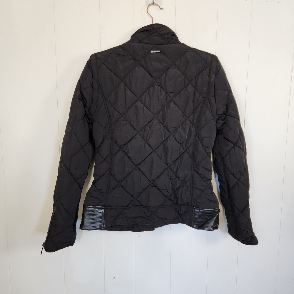 Marc New York Zip Up Moto Winter Jacket Vest Short Puffer Minimalist Coat Black - Picture 3 of 14